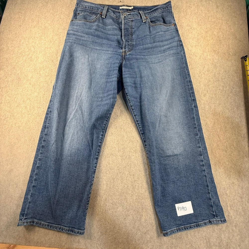 Levis Ribcage Straight Ankle Jeans W32 L27 Medium Wash Blue High Rise Button Fly